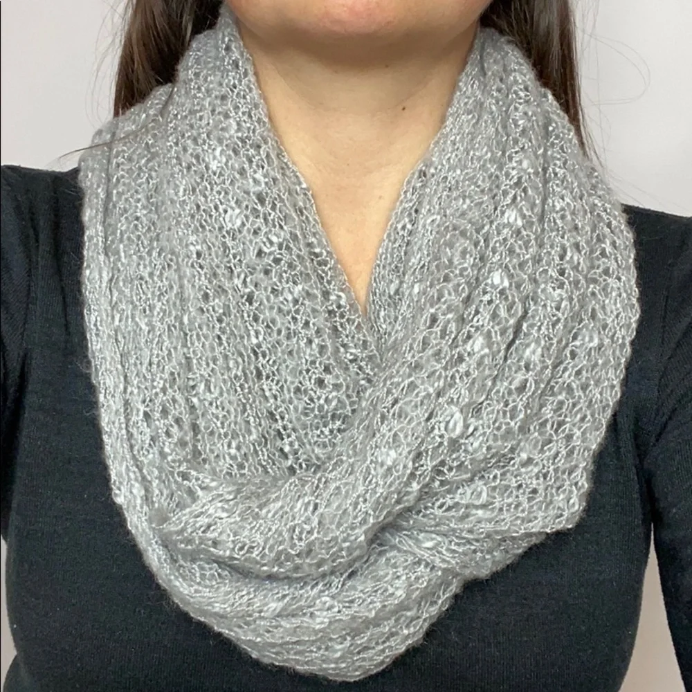 Collection18 gray open knit infinity scarf